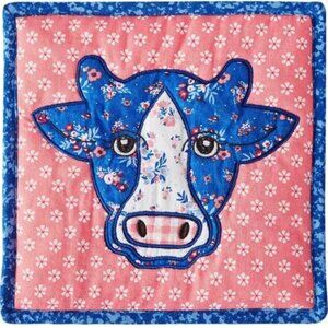 The Pioneer Woman Patchwork Quilted Blue Cow Hot Pad Trivet